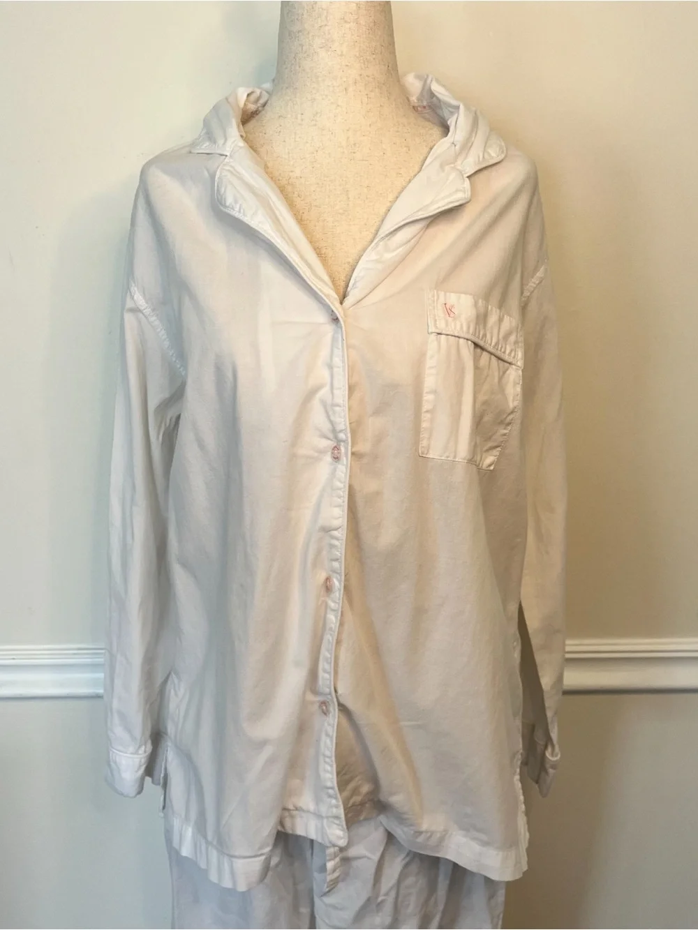 Victoria's Secret White Classic Cotton Button-Up Pajama Set